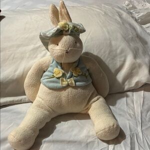 Cream Plush Bunny with Floral Outfit
